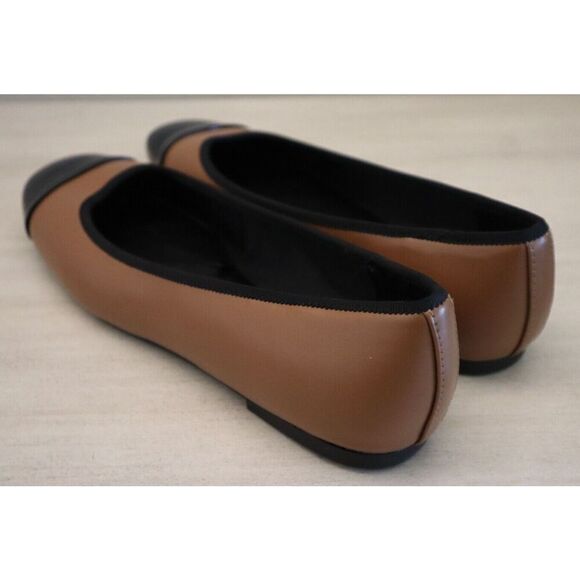 Nine West Women Sz 10M Pecan Brown/Black Teland Slip-On Cap Toe Ballet Flats - Picture 5 of 11